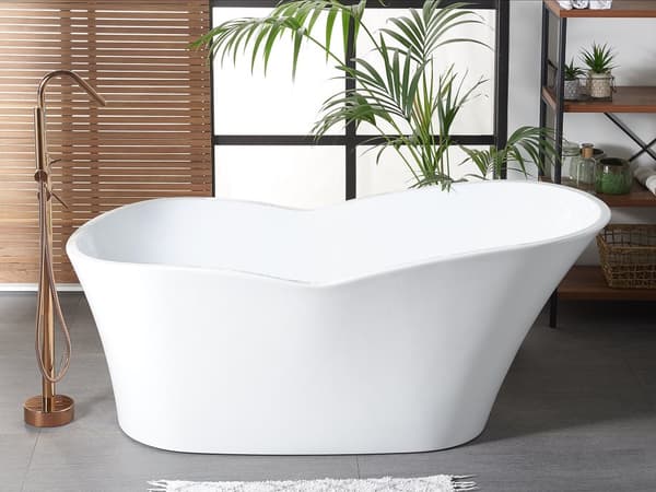 Fristående badkar Blank Svart Sanitetsakryl 170 x 80 cm Elegant Ovalt Minimalistisk design