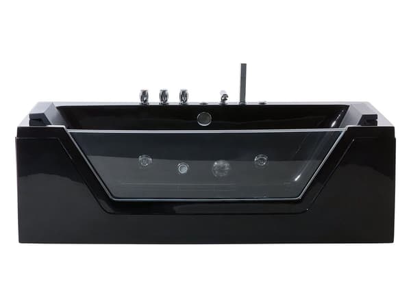 Badkar med massagepunkter Svart Silver med LED Sanitär Akryl och Glas Enkel 153 x 71 cm