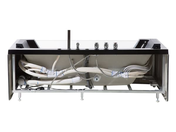 Badkar med massagepunkter Svart Silver med LED Sanitär Akryl och Glas Enkel 153 x 71 cm