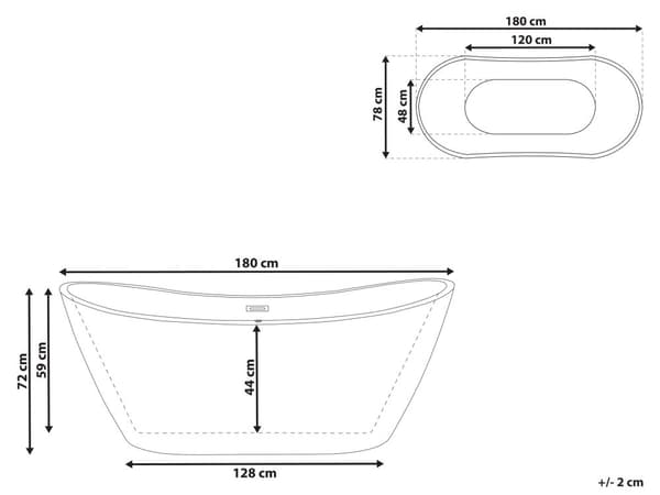 Badkar Vit med Silver Sanitär Akryl 180 cm Fristående Modern