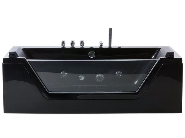 Badkar med massagepunkter Svart Silver med LED Sanitär Akryl och Glas Enkel 160 x 76 cm
