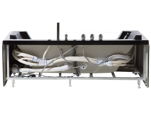 Badkar med massagepunkter Svart Silver med LED Sanitär Akryl och Glas Enkel 160 x 76 cm