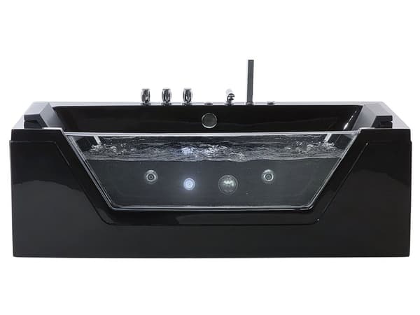 Badkar med massagepunkter Svart Silver med LED Sanitär Akryl och Glas Enkel 160 x 76 cm