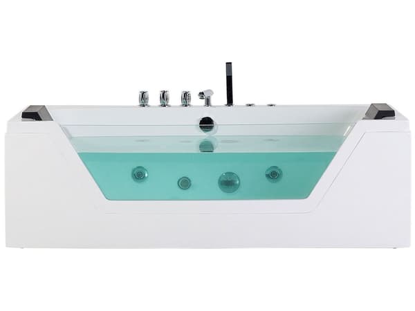Badkar med massagepunkter Vit Silver med LED Sanitär Akryl och Glas Enkel 150 x 71 cm