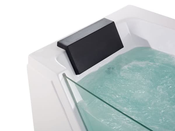 Badkar med massagepunkter Vit Silver med LED Sanitär Akryl och Glas Enkel 150 x 71 cm