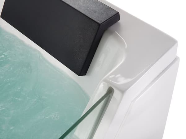 Badkar med massagepunkter Vit Silver med LED Sanitär Akryl och Glas Enkel 150 x 71 cm