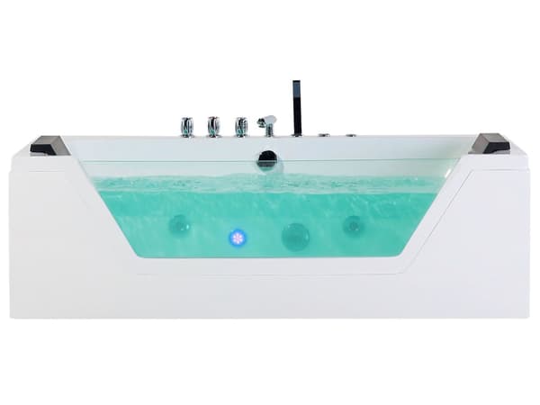 Badkar med massagepunkter Vit Silver med LED Sanitär Akryl och Glas Enkel 150 x 71 cm