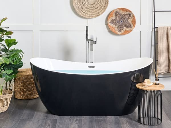 Badkar Svart med Silver Sanitär Akryl 170 cm Fristående Modern