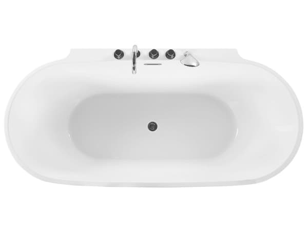 Fristående Badkar Vit Sanitär Akryl Oval Enkel 170 x 80 cm Modern Design
