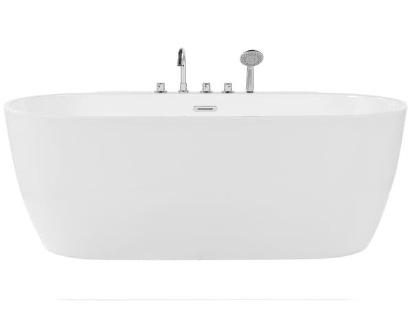 Fristående Badkar Vit Sanitär Akryl Oval Enkel 170 x 80 cm Modern Design