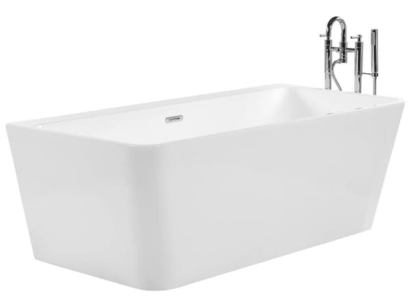Badkar Vit Sanitär Akryl Oval Enkel 170 x 80 cm Minimalistisk Design