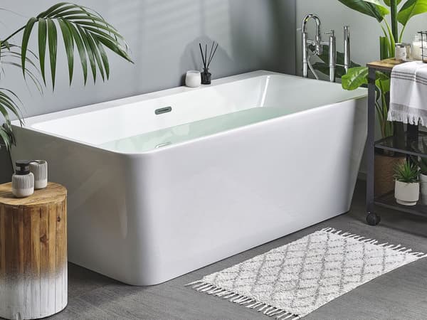 Badkar Vit Sanitär Akryl Oval Enkel 170 x 80 cm Minimalistisk Design
