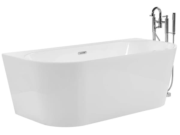 Badkar Vit Silver Akryl 170 x 80 cm Fristående Oval Blank Modern Kurvig