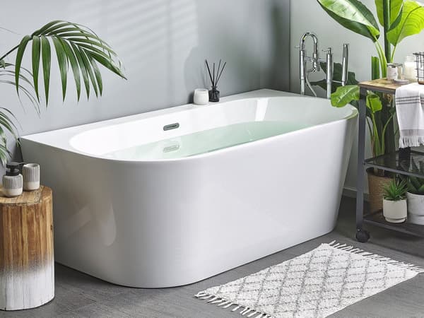 Badkar Vit Silver Akryl 170 x 80 cm Fristående Oval Blank Modern Kurvig