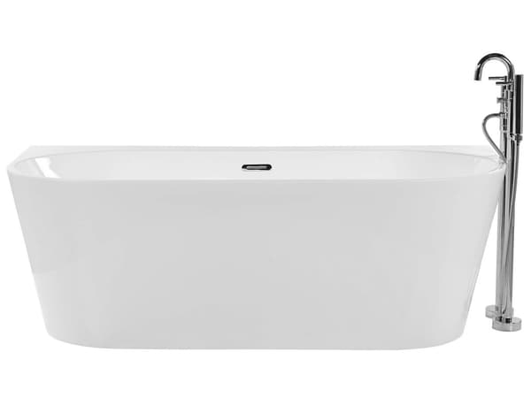 Badkar Vit Silver Akryl 170 x 80 cm Fristående Oval Blank Modern Kurvig