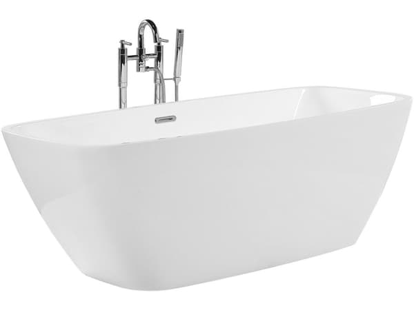 Badkar Vit Silver Akryl Stål 170 x 78 cm Modern Stötsäker Lättskött Rektangulär