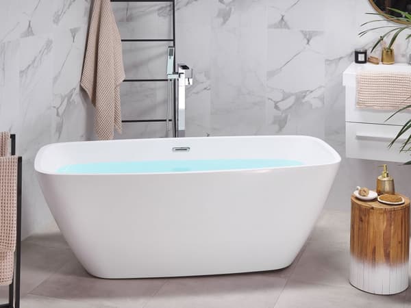 Badkar Vit Silver Akryl Stål 170 x 78 cm Modern Stötsäker Lättskött Rektangulär