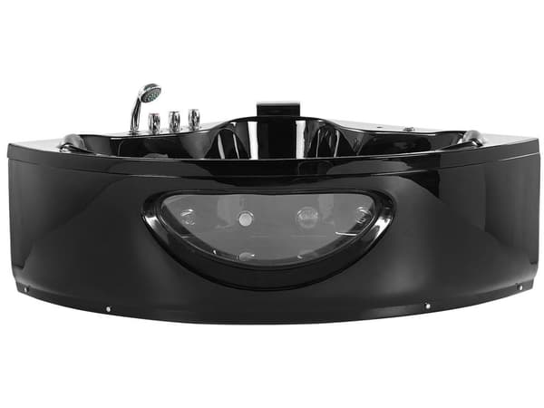 Hörnbubbelbad Svart Sanitär Akryl med LED-lampor 10 massagestrålar Modern Style