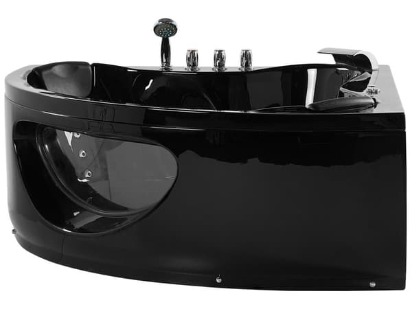 Hörnbubbelbad Svart Sanitär Akryl med LED-lampor 10 massagestrålar 190 x 138 cm Modern stil