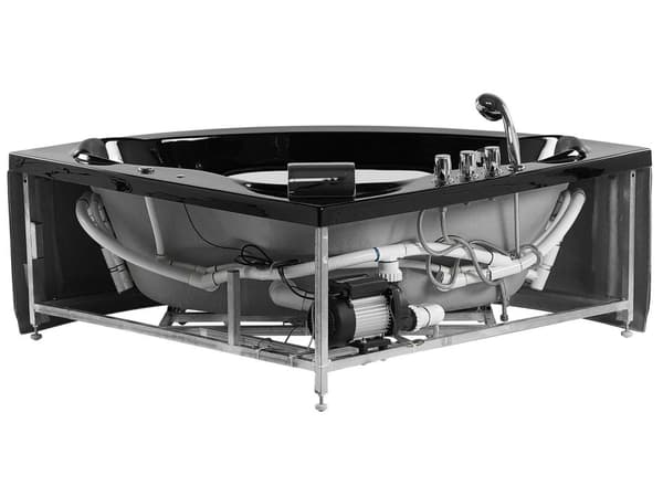 Hörnbubbelbad Svart Sanitär Akryl med LED-lampor 10 massagestrålar 190 x 138 cm Modern stil