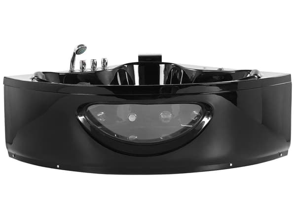 Hörnbubbelbad Svart Sanitär Akryl med LED-lampor 10 massagestrålar 190 x 138 cm Modern stil