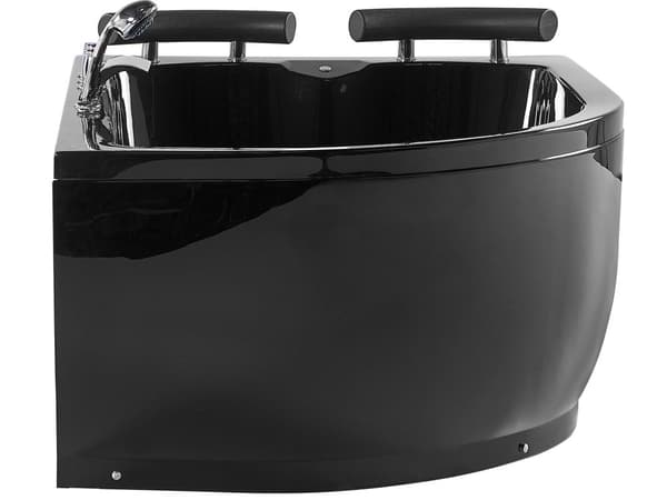 Bubbelbad Svart Sanitär Akryl LED-lights Kurvad Höger Dubbel 158 x 113 cm