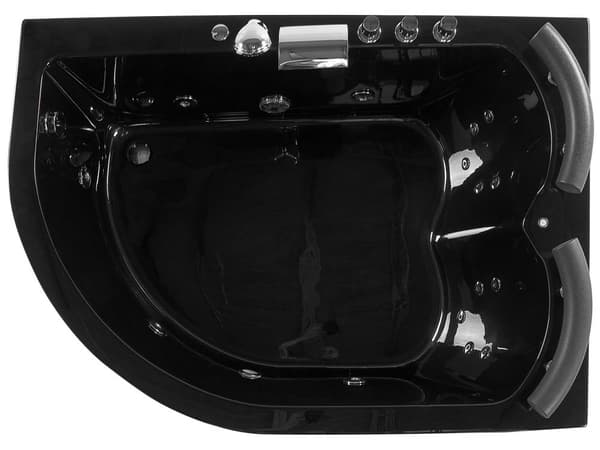 Bubbelbad Svart Sanitär Akryl LED-lights Kurvad Höger Dubbel 158 x 113 cm