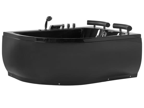 Bubbelbad Svart Sanitär Akryl LED-lights Kurvad Höger Dubbel 158 x 113 cm