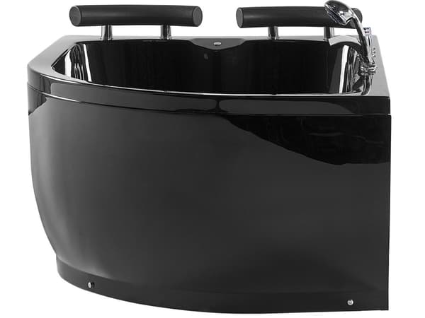 Bubbelbad Svart Sanitär Akryl LED-lights Kurvad Höger Dubbel 158 x 113 cm
