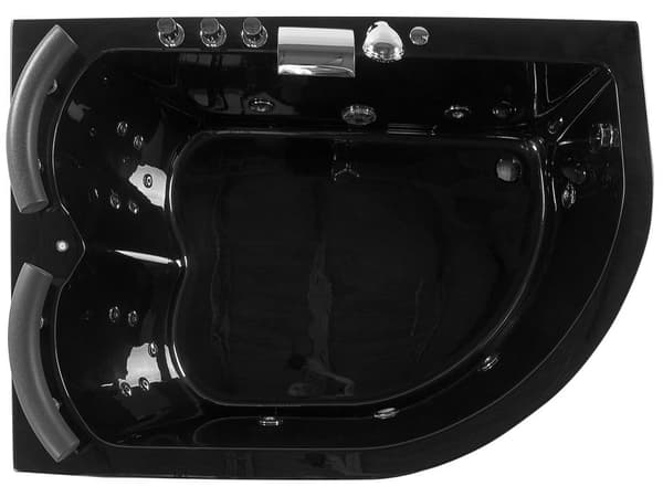 Bubbelbad Svart Sanitär Akryl LED-lights Kurvad Höger Dubbel 158 x 113 cm