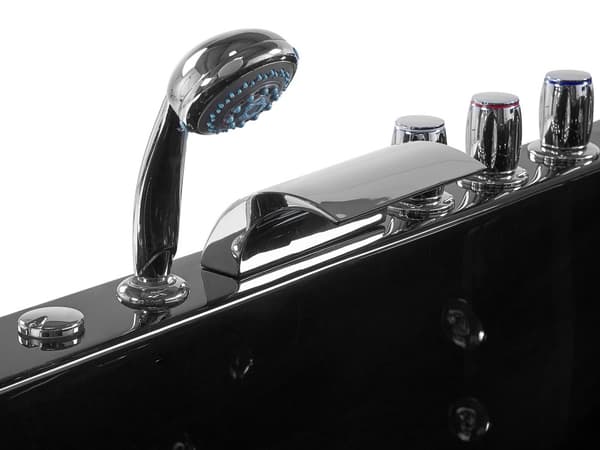 Bubbelbad Svart Sanitär Akryl LED-lights Kurvad Höger Dubbel 158 x 113 cm