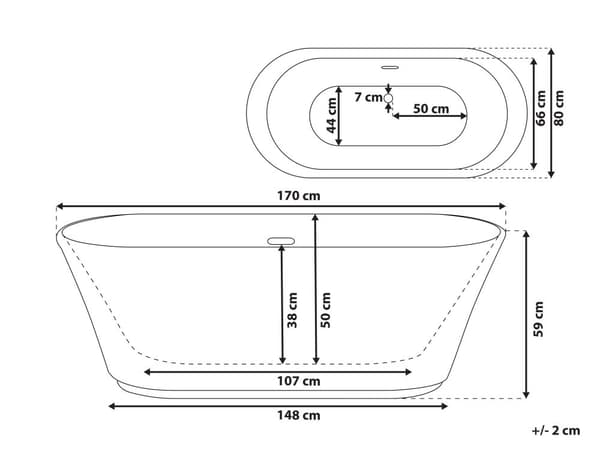 Fristående Badkar Vit Sanitär Akryl Oval Enkel 170 x 80 cm Modern Design