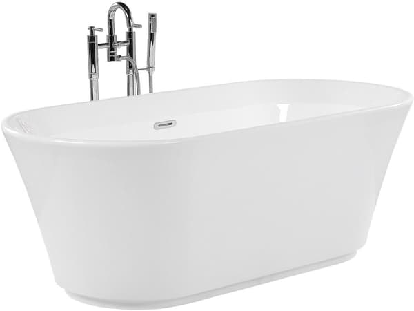 Fristående Badkar Vit Sanitär Akryl Oval Enkel 170 x 80 cm Modern Design
