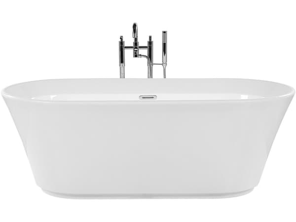 Fristående Badkar Vit Sanitär Akryl Oval Enkel 170 x 80 cm Modern Design