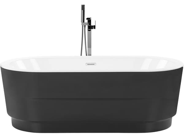 Fristående Badkar Svart Sanitär Akryl Oval Enkel 170 x 80 cm Modern Design Minimalistisk
