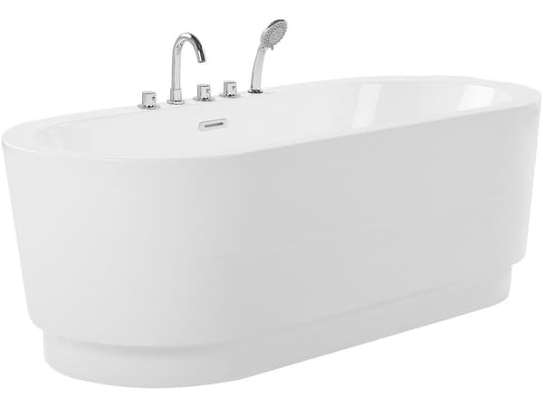Fristående Badkar med blandare Vit Sanitär Akryl Oval Enkel 170 x 80 cm Modern Design Minimalistisk