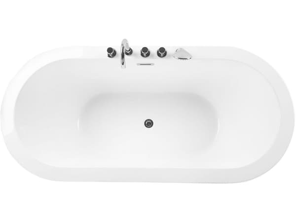 Fristående Badkar med blandare Vit Sanitär Akryl Oval Enkel 170 x 80 cm Modern Design Minimalistisk