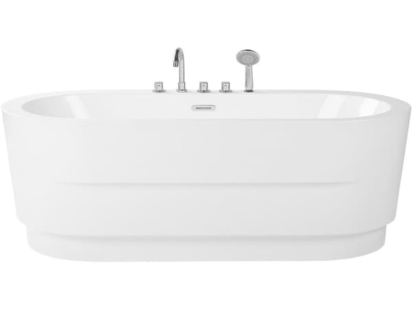 Fristående Badkar med blandare Vit Sanitär Akryl Oval Enkel 170 x 80 cm Modern Design Minimalistisk
