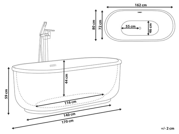 Fristående badkar Glansigt Guld Sanitär Akryl Enkel Oval Modern Minimalistisk design