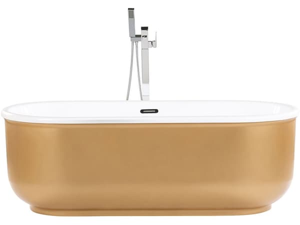 Fristående badkar Glansigt Guld Sanitär Akryl Enkel Oval Modern Minimalistisk design