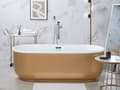 Miniatyrbild 2 av 10: Fristående badkar Glansigt Guld Sanitär Akryl Enkel Oval Modern Minimalistisk design