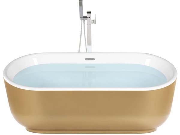Fristående badkar Glansigt Guld Sanitär Akryl Enkel Oval Modern Minimalistisk design
