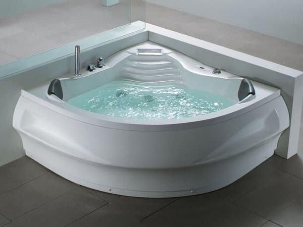 Massagebadkar Vit Sanitär Akryl med LED Bluetooth Högtalare 210 x 145 cm Modern Design Badkar