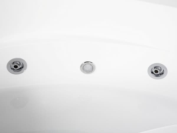 Höger Hörn Bubbelbadkar Vit Akryl med LED-belysning Massage Dusch Nackstöd