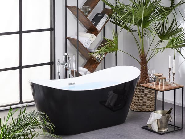 Badkar Svart med Silver Sanitär Akryl 150 cm Fristående Modern
