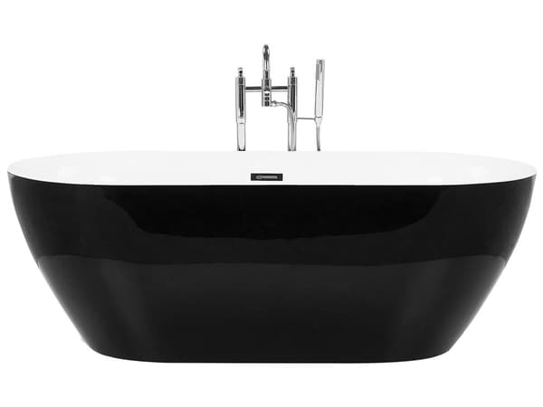 Fristående Badkar Glansig Svart Sanitetsakryl 160 x 75 cm Oval Modern Design
