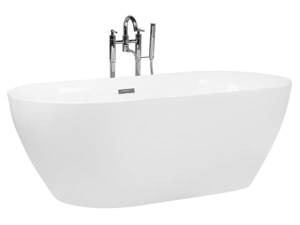 Fristående Badkar Glansig Vit Sanitetsakryl 160 x 75 cm Oval Modern Design