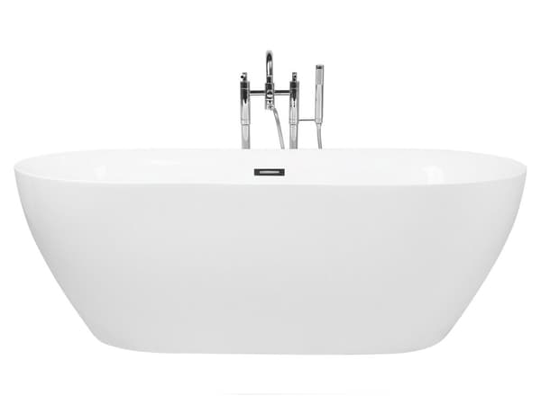 Fristående Badkar Glansig Vit Sanitetsakryl 160 x 75 cm Oval Modern Design
