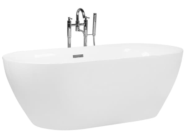 Fristående Badkar Glansig Vit Sanitetsakryl 180 x 80 cm Oval Modern Design