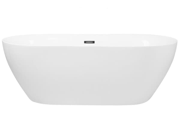 Fristående Badkar Glansig Vit Sanitetsakryl 180 x 80 cm Oval Modern Design